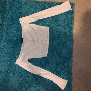 White long sleeve off the shoulder crop top